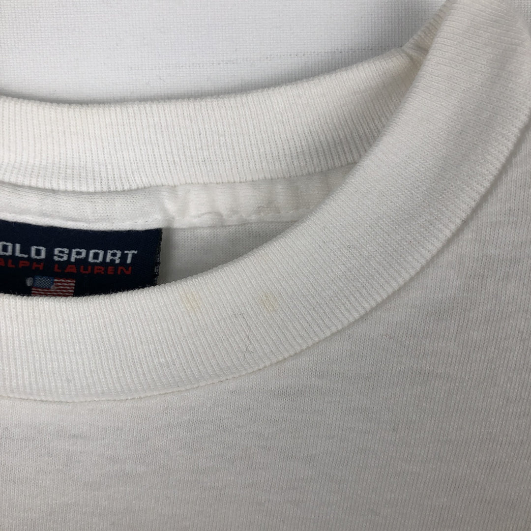 90'S Ralph Lauren POLO SPORT Long-Sleeve T-Shirt, Made in USA, Men's Size S (Equivalent), Vintage cotton white type Vintage Second Hand