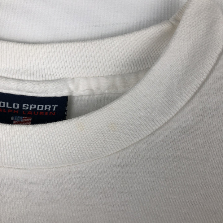 90'S Ralph Lauren POLO SPORT Long-Sleeve T-Shirt, Made in USA, Men's Size S (Equivalent), Vintage cotton white type Vintage Second Hand