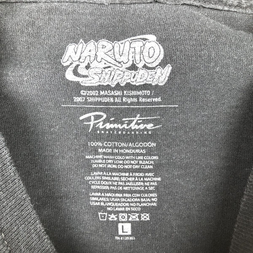 PRIMITIVE NARUTO SHIPPUDEN Uchiha Itachi Anime Character Print Long-Sleeve T-Shirt (Men's Size L) cotton black type Vintage Second Hand