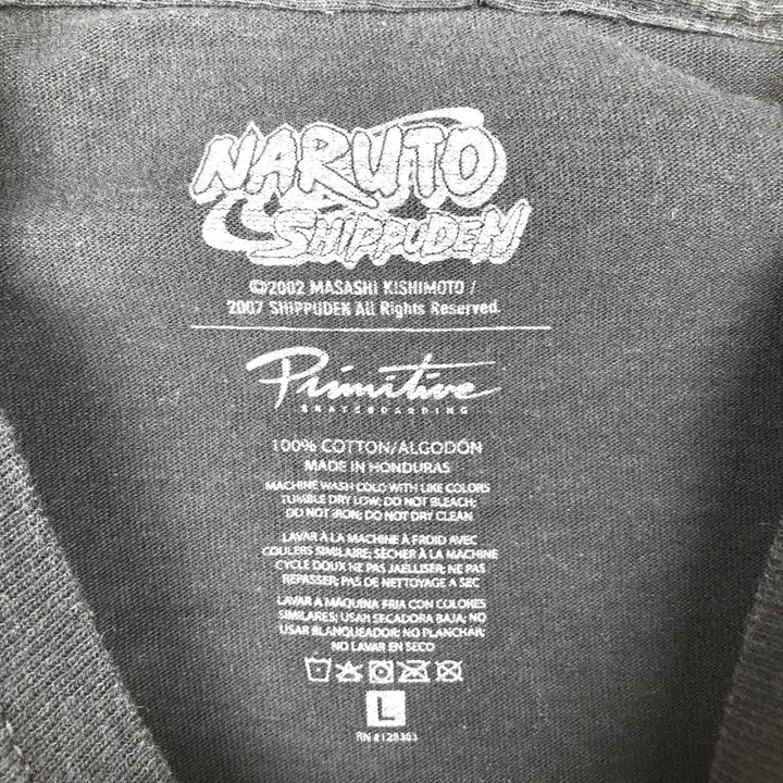 PRIMITIVE NARUTO SHIPPUDEN Uchiha Itachi Anime Character Print Long-Sleeve T-Shirt (Men's Size L) cotton black type Vintage Second Hand
