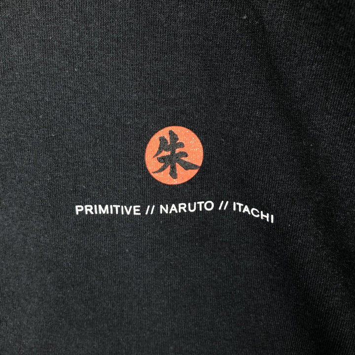 PRIMITIVE NARUTO SHIPPUDEN Uchiha Itachi Anime Character Print Long-Sleeve T-Shirt (Men's Size L) cotton black type Vintage Second Hand