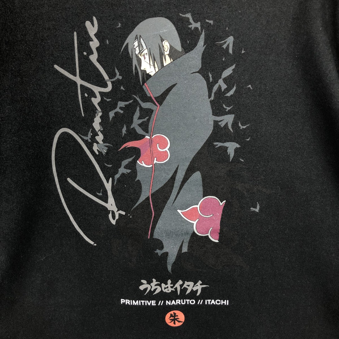 PRIMITIVE NARUTO SHIPPUDEN Uchiha Itachi Anime Character Print Long-Sleeve T-Shirt (Men's Size L) cotton black type Vintage Second Hand