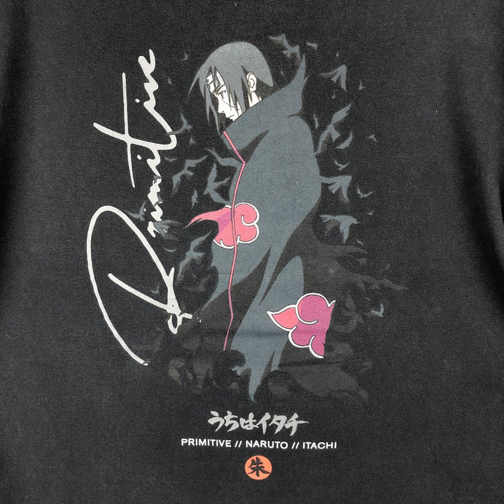 PRIMITIVE NARUTO SHIPPUDEN Uchiha Itachi Anime Character Print Long-Sleeve T-Shirt (Men's Size M) cotton black type Vintage Second Hand