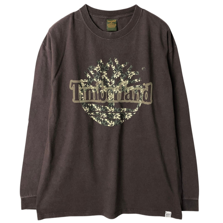 90s-00'S Timberland long-sleeved T-shirt, Made in USA, Men's XL cotton Charcoal Vintage Second Hand