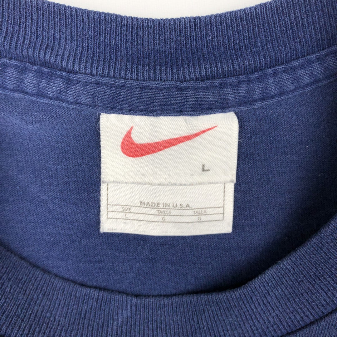 90'S Nike Long-Sleeve T-Shirt, Made in USA, Men's Size L (Equivalent), Vintage cotton Navy blue Vintage Second Hand