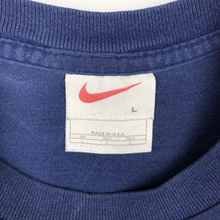 90'S Nike Long-Sleeve T-Shirt, Made in USA, Men's Size L (Equivalent), Vintage cotton Navy blue Vintage Second Hand