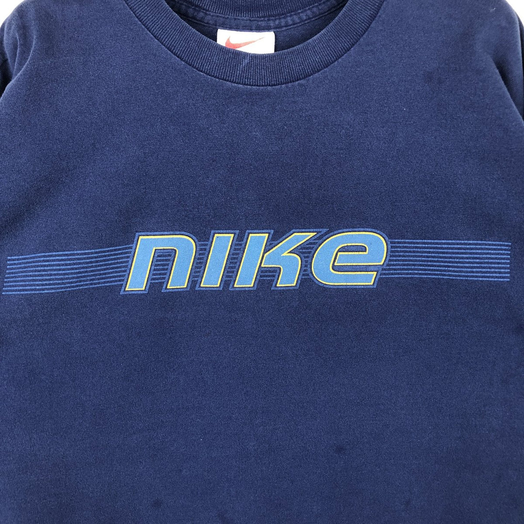 90'S Nike Long-Sleeve T-Shirt, Made in USA, Men's Size L (Equivalent), Vintage cotton Navy blue Vintage Second Hand