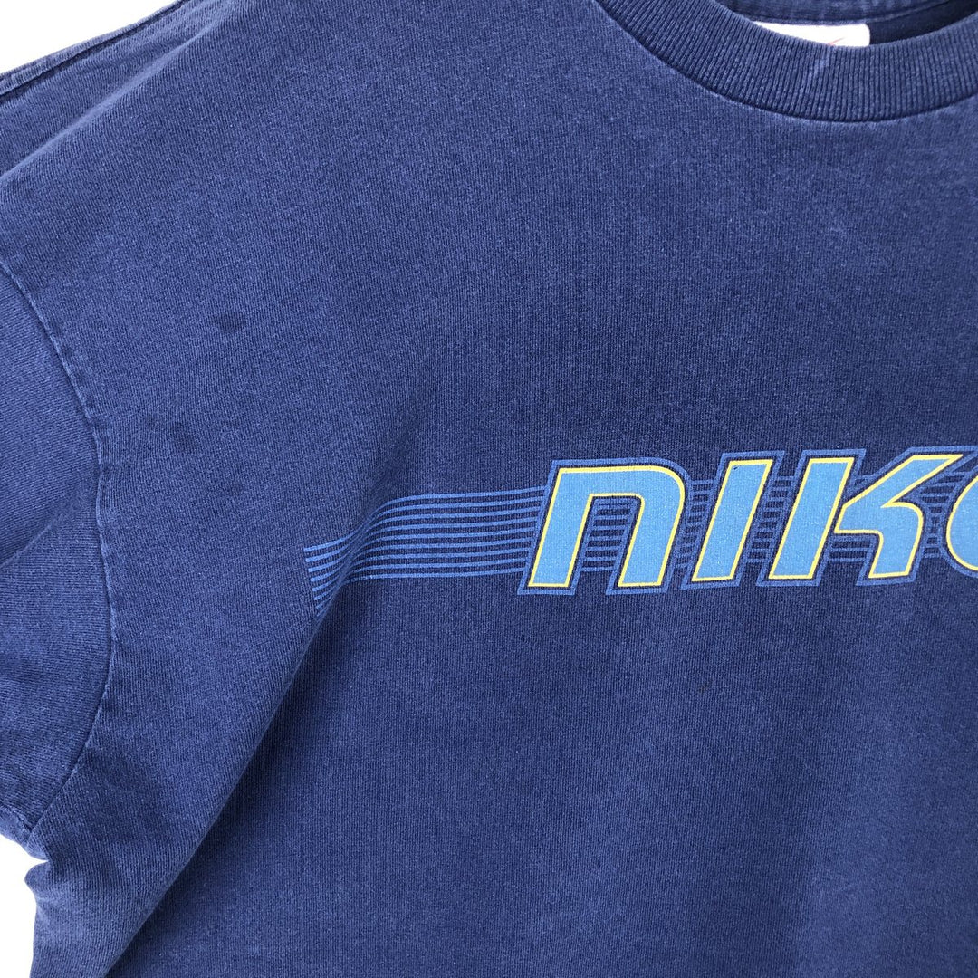 90'S Nike Long-Sleeve T-Shirt, Made in USA, Men's Size L (Equivalent), Vintage cotton Navy blue Vintage Second Hand
