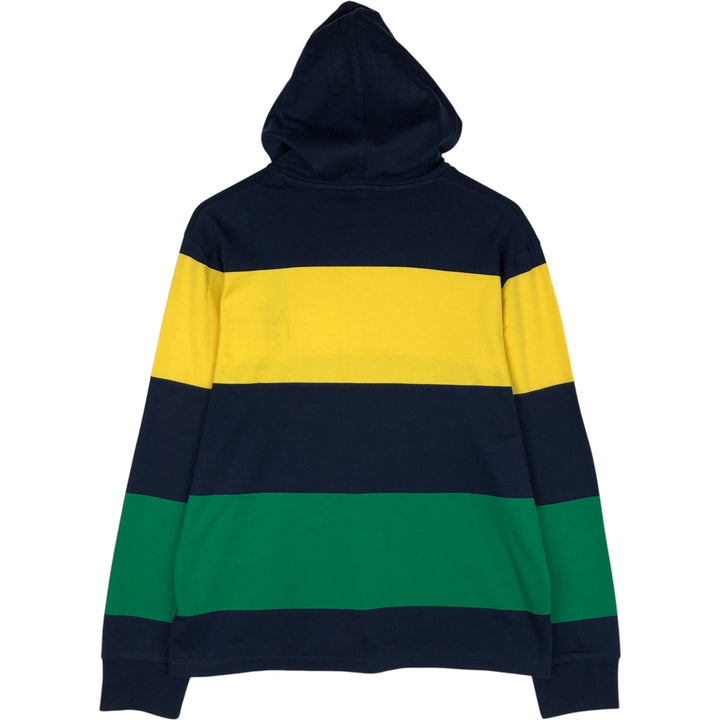 Ralph Lauren POLO RALPH LAUREN Striped Pattern Big Pony Hooded Long-Sleeve T-Shirt (Men's Size M) cotton navy blue type Vintage Second Hand