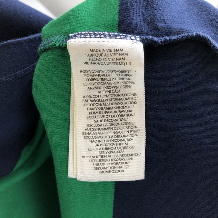 Ralph Lauren POLO RALPH LAUREN Striped Pattern Big Pony Hooded Long-Sleeve T-Shirt (Men's Size M) cotton navy blue type Vintage Second Hand