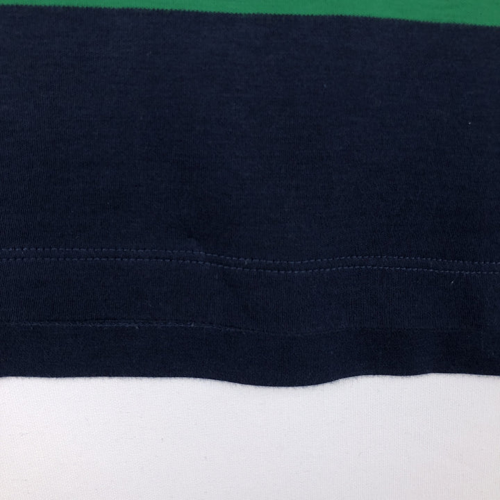 Ralph Lauren POLO RALPH LAUREN Striped Pattern Big Pony Hooded Long-Sleeve T-Shirt (Men's Size M) cotton navy blue type Vintage Second Hand