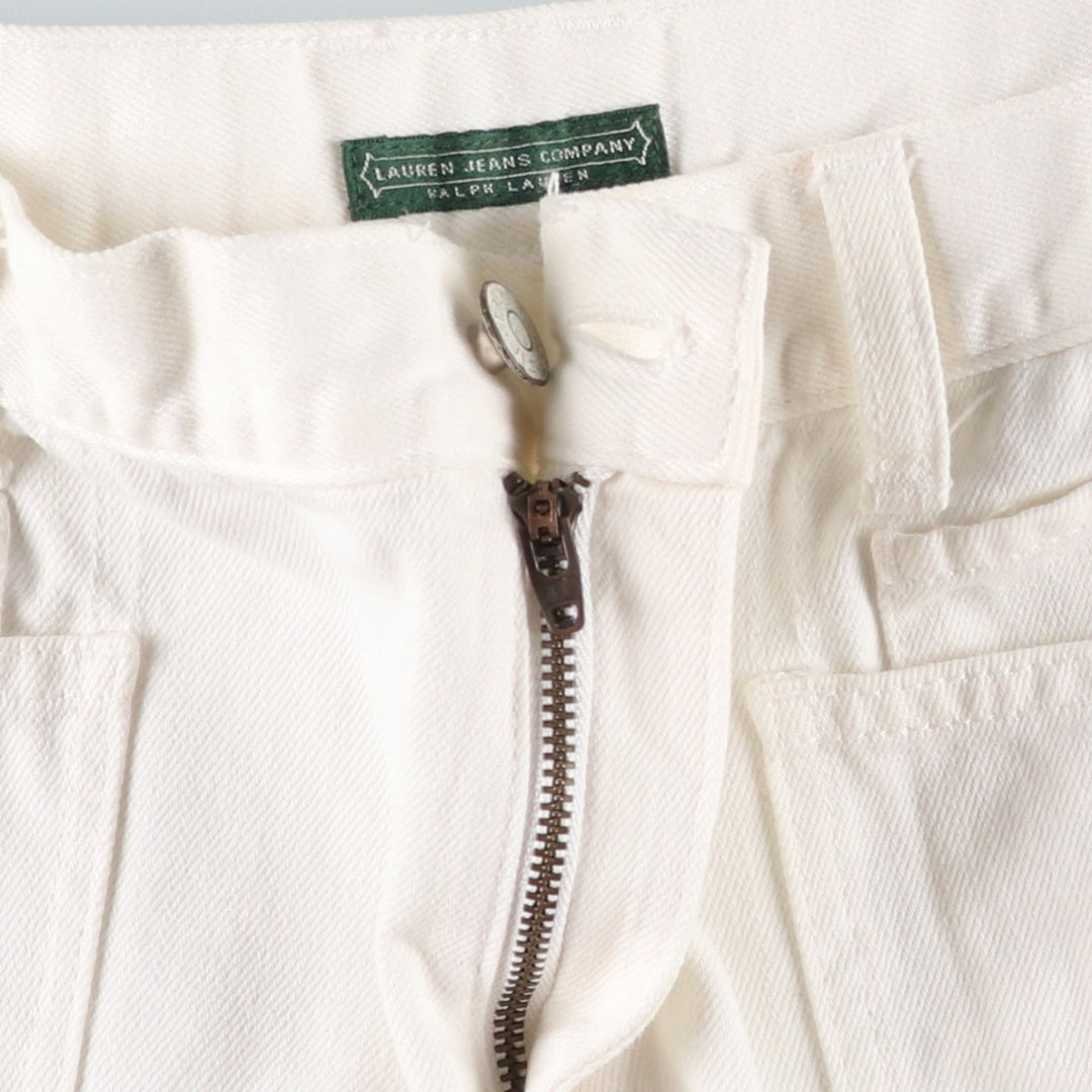 Ralph Lauren LAUREN JEANS COMPANY White Denim Straight Leg Jeans, Women's Size XL (W31 equivalent) cotton white type Vintage Second Hand