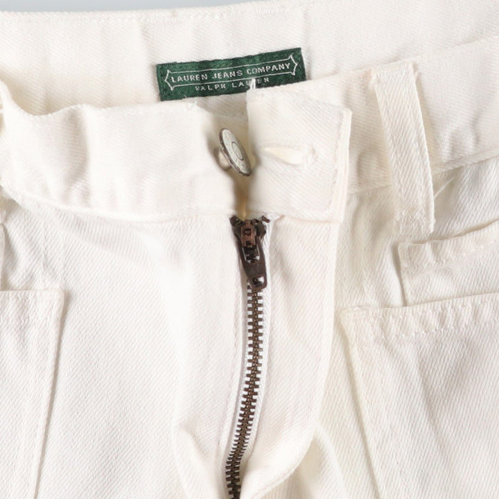 Ralph Lauren LAUREN JEANS COMPANY White Denim Straight Leg Jeans, Women's Size XL (W31 equivalent) cotton white type Vintage Second Hand