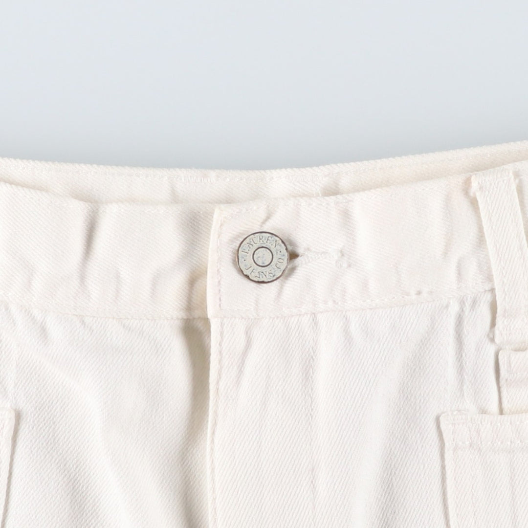 Ralph Lauren LAUREN JEANS COMPANY White Denim Straight Leg Jeans, Women's Size XL (W31 equivalent) cotton white type Vintage Second Hand