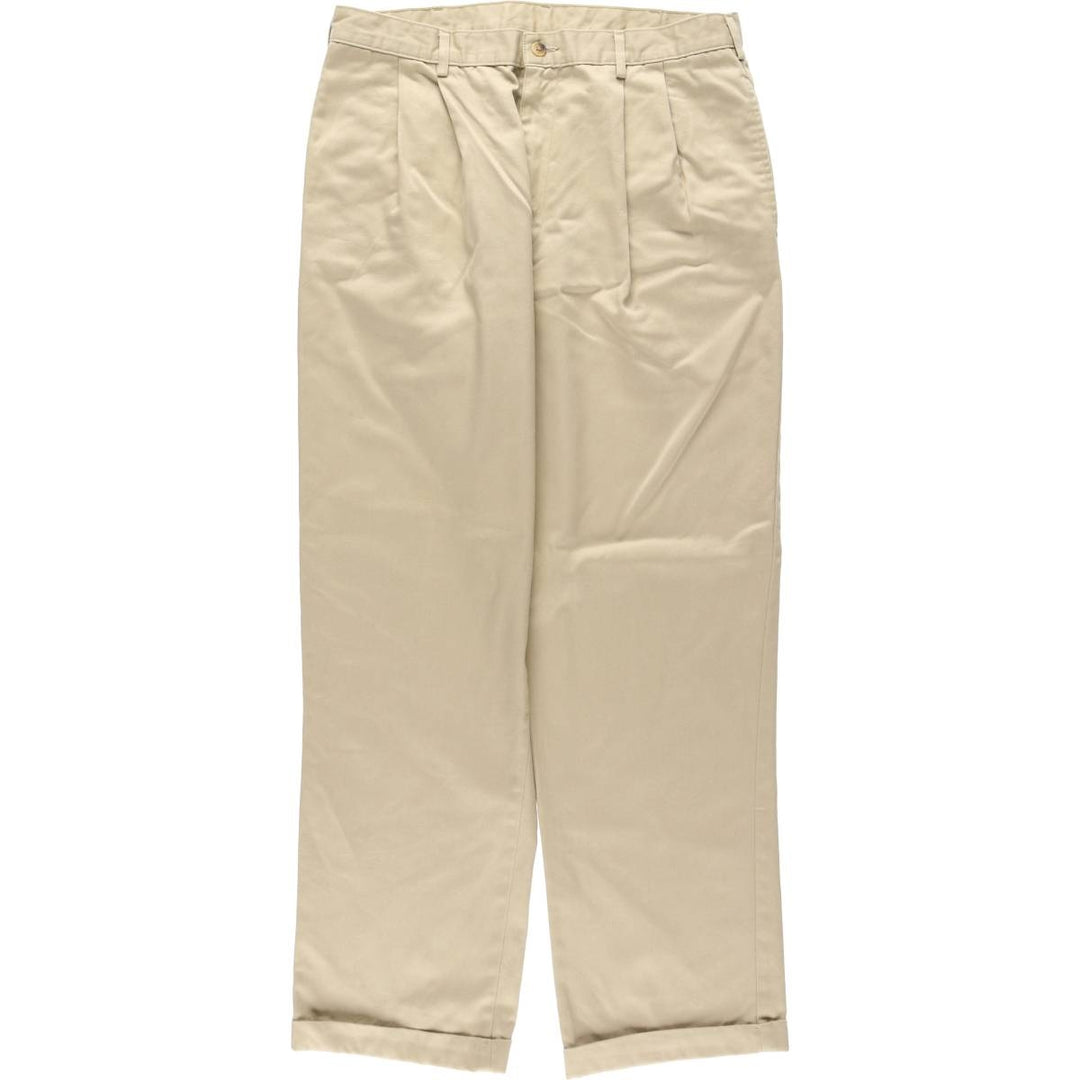 LLBean CLASSIC FIT Two-Pleat Chino Pants, Men's Size W34 (approx.) polyester Beige type Vintage Second Hand