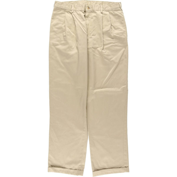 LLBean CLASSIC FIT Two-Pleat Chino Pants, Men's Size W34 (approx.) polyester Beige type Vintage Second Hand