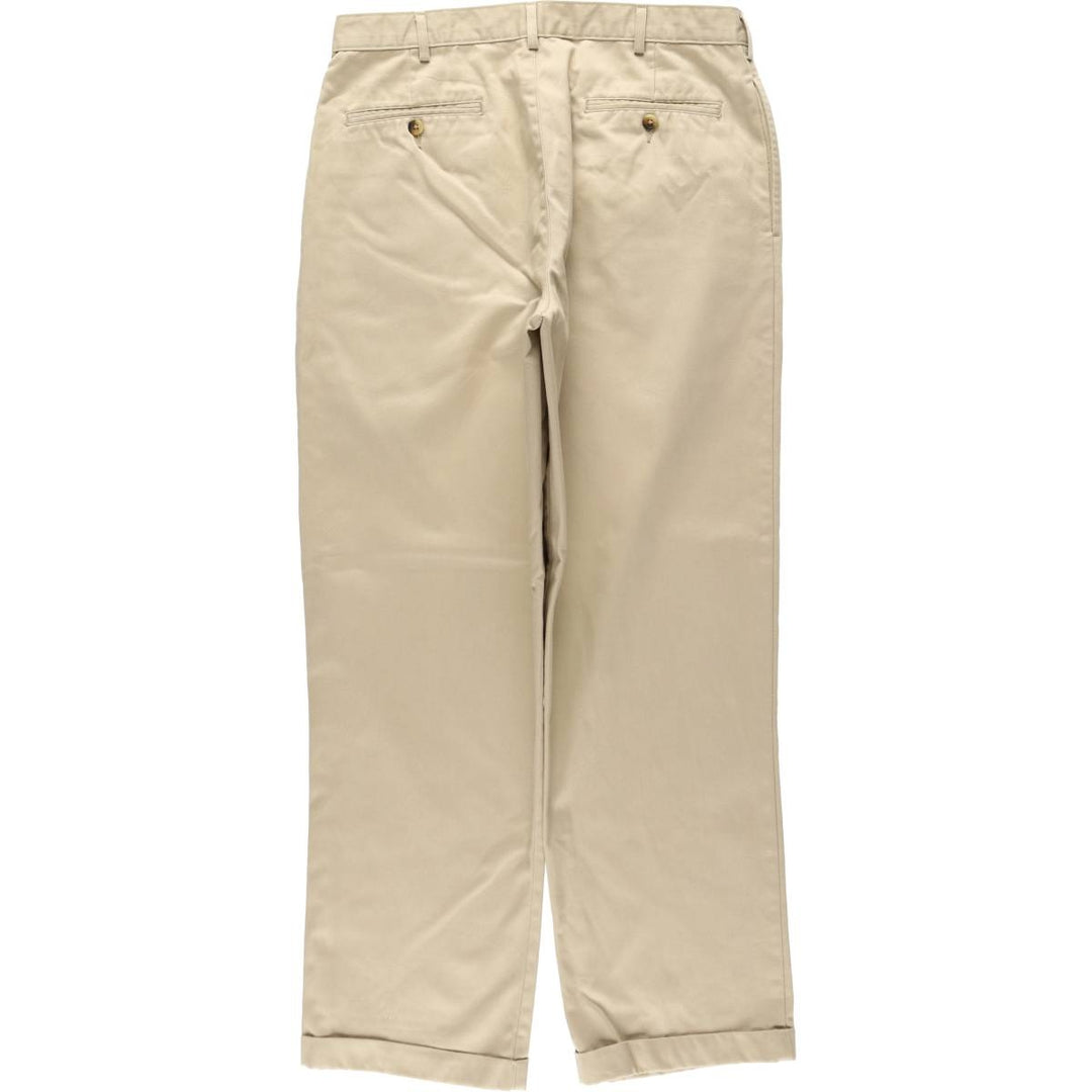 LLBean CLASSIC FIT Two-Pleat Chino Pants, Men's Size W34 (approx.) polyester Beige type Vintage Second Hand