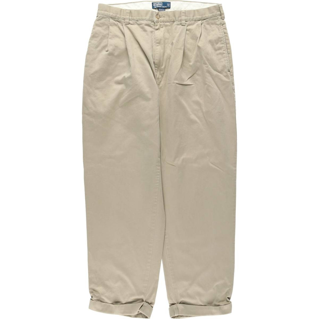 Ralph Lauren POLO by Ralph Lauren HAMMOND PANT, two-pleat chino pants, men's, w34 equivalent cotton Beige type Vintage Second Hand