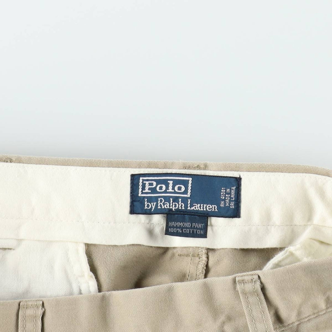 Ralph Lauren POLO by Ralph Lauren HAMMOND PANT, two-pleat chino pants, men's, w34 equivalent cotton Beige type Vintage Second Hand