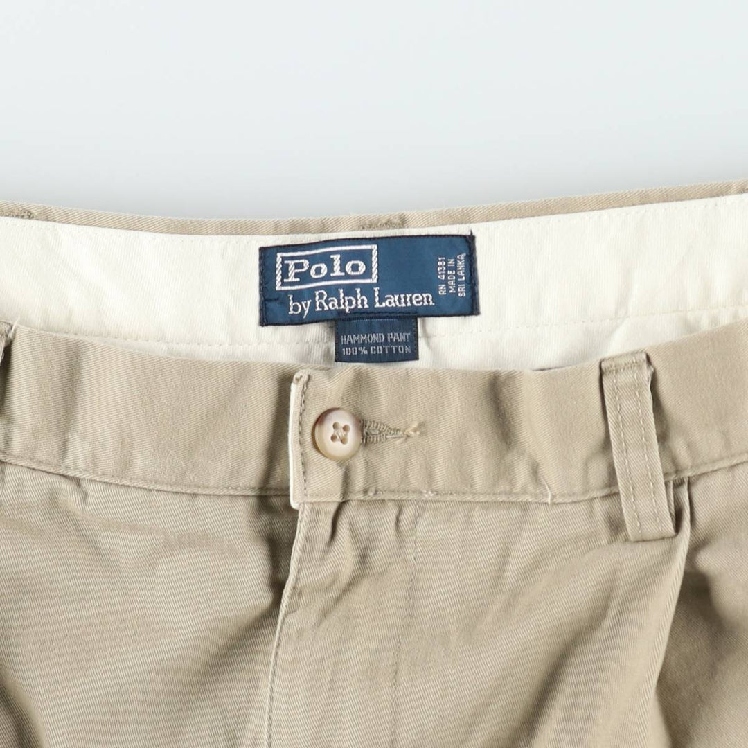 Ralph Lauren POLO by Ralph Lauren HAMMOND PANT, two-pleat chino pants, men's, w34 equivalent cotton Beige type Vintage Second Hand
