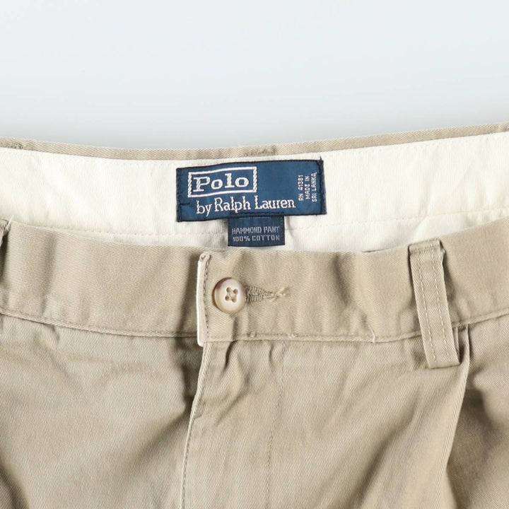Ralph Lauren POLO by Ralph Lauren HAMMOND PANT, two-pleat chino pants, men's, w34 equivalent cotton Beige type Vintage Second Hand