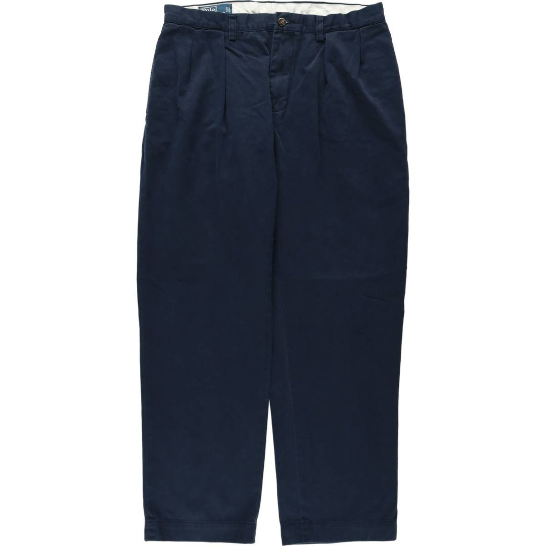 Ralph Lauren POLO by Ralph Lauren ETHAN PANT Two-pleat chino pants for men, size W34 cotton navy blue type Vintage Second Hand