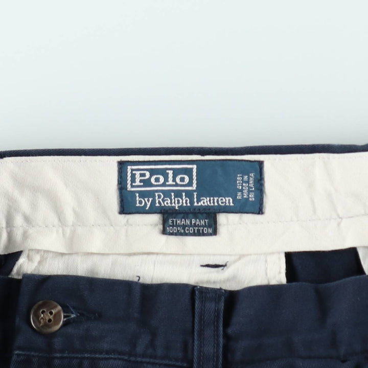 Ralph Lauren POLO by Ralph Lauren ETHAN PANT Two-pleat chino pants for men, size W34 cotton navy blue type Vintage Second Hand