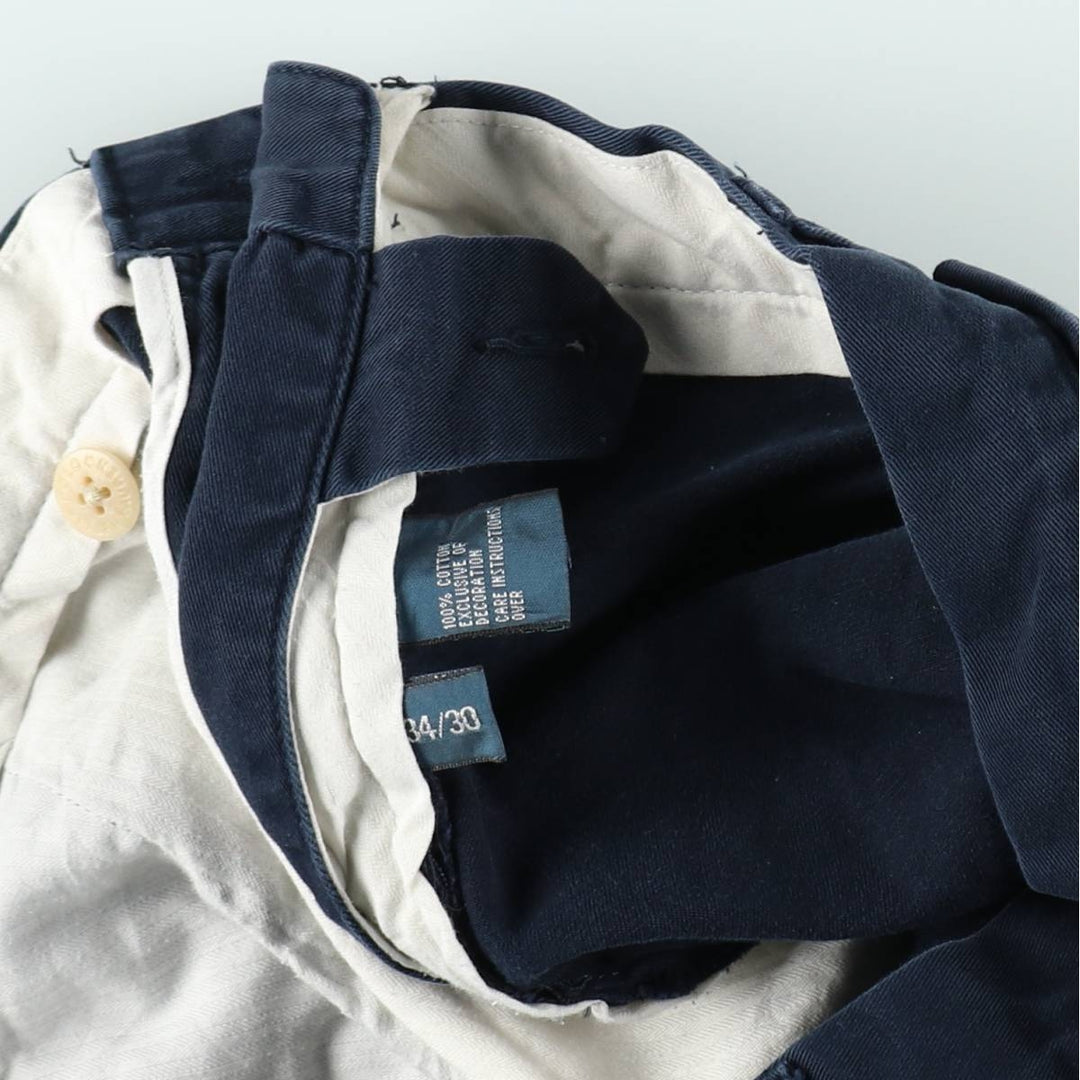 Ralph Lauren POLO by Ralph Lauren ETHAN PANT Two-pleat chino pants for men, size W34 cotton navy blue type Vintage Second Hand