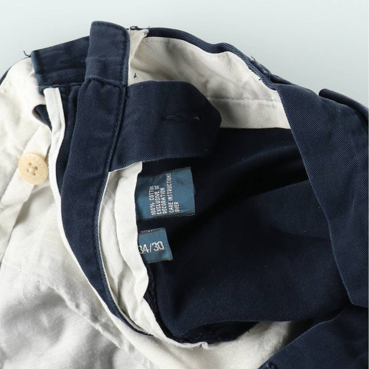 Ralph Lauren POLO by Ralph Lauren ETHAN PANT Two-pleat chino pants for men, size W34 cotton navy blue type Vintage Second Hand