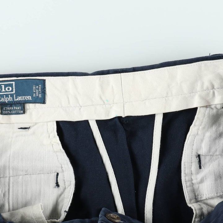 Ralph Lauren POLO by Ralph Lauren ETHAN PANT Two-pleat chino pants for men, size W34 cotton navy blue type Vintage Second Hand