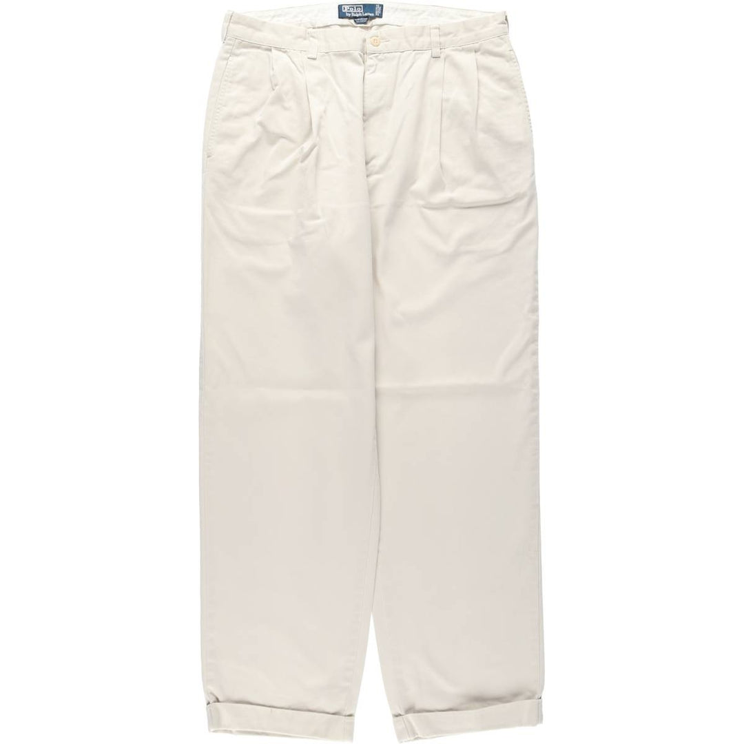 Ralph Lauren POLO by Ralph Lauren HAMMOND PANT, two-pleat chino pants, men's, w34 equivalent cotton Beige type Vintage Second Hand