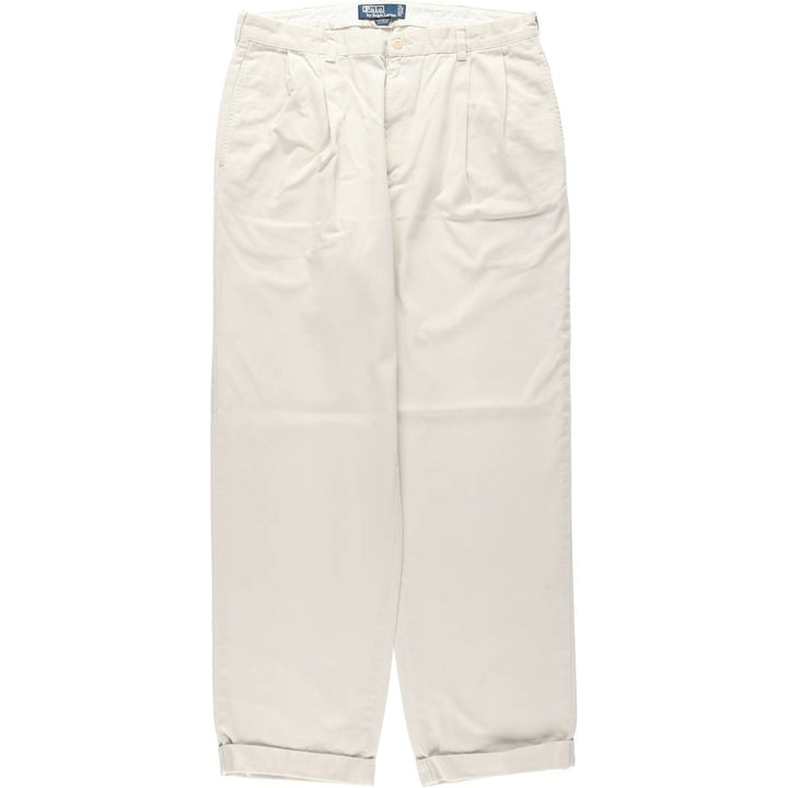Ralph Lauren POLO by Ralph Lauren HAMMOND PANT, two-pleat chino pants, men's, w34 equivalent cotton Beige type Vintage Second Hand
