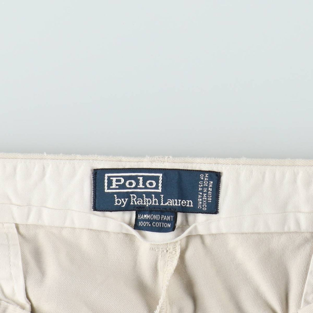 Ralph Lauren POLO by Ralph Lauren HAMMOND PANT, two-pleat chino pants, men's, w34 equivalent cotton Beige type Vintage Second Hand