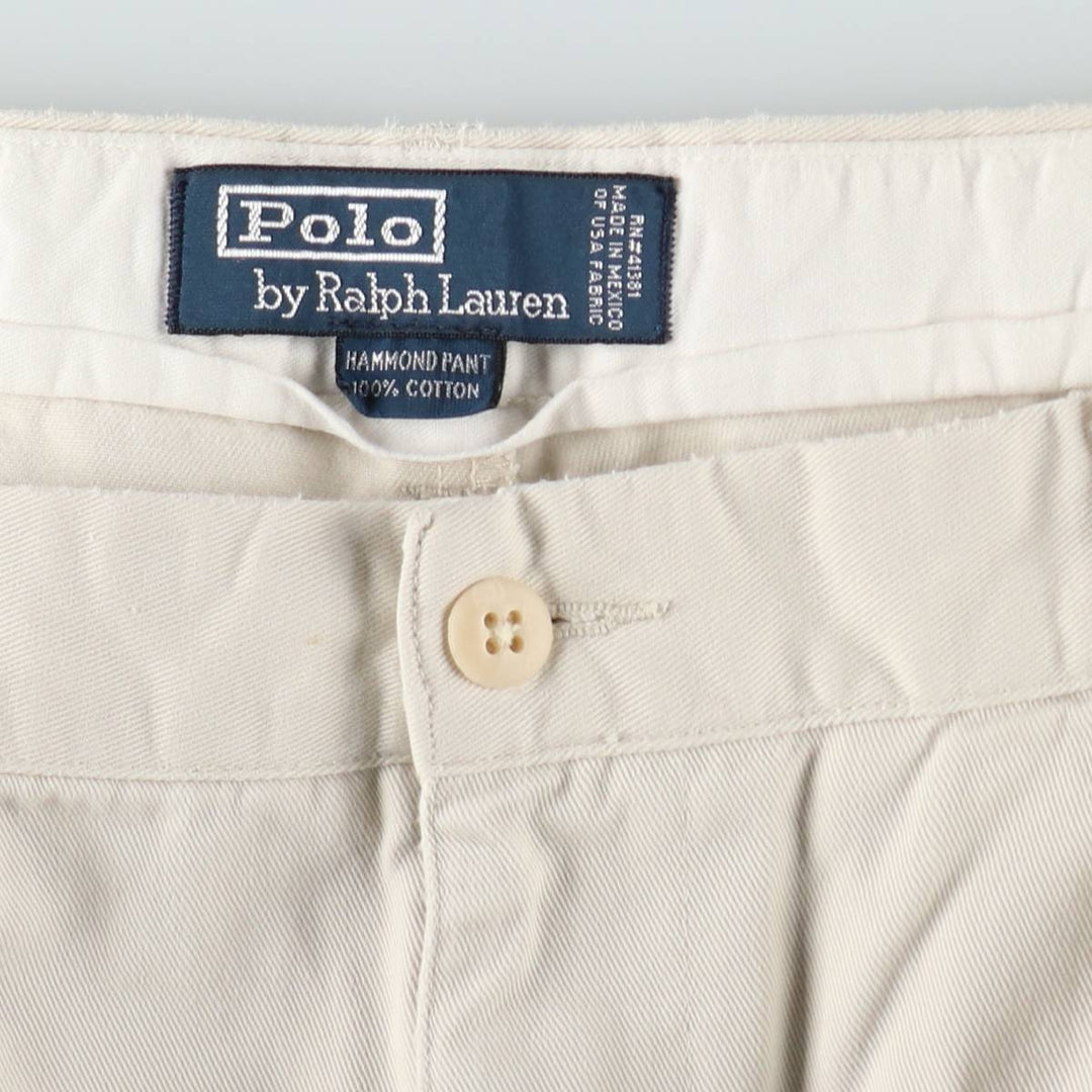 Ralph Lauren POLO by Ralph Lauren HAMMOND PANT, two-pleat chino pants, men's, w34 equivalent cotton Beige type Vintage Second Hand
