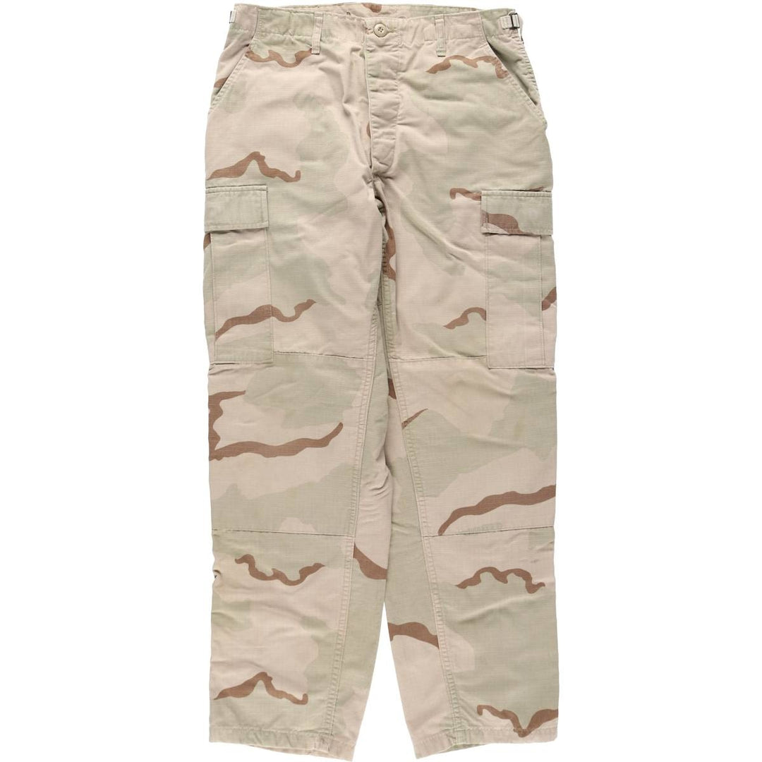 1990'S US Military Issue Camouflage Pattern 3C Desert Camo Ripstop Military Cargo Pants Combat Pants Made in USA Men's W33 cotton Beige type Vintage Second Hand