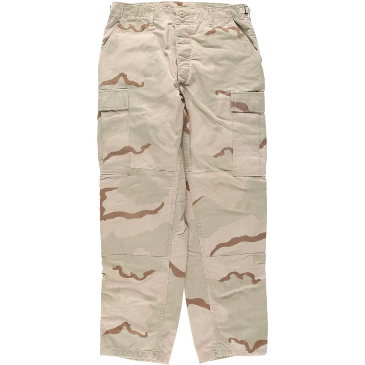 1990'S US Military Issue Camouflage Pattern 3C Desert Camo Ripstop Military Cargo Pants Combat Pants Made in USA Men's W33 cotton Beige type Vintage Second Hand
