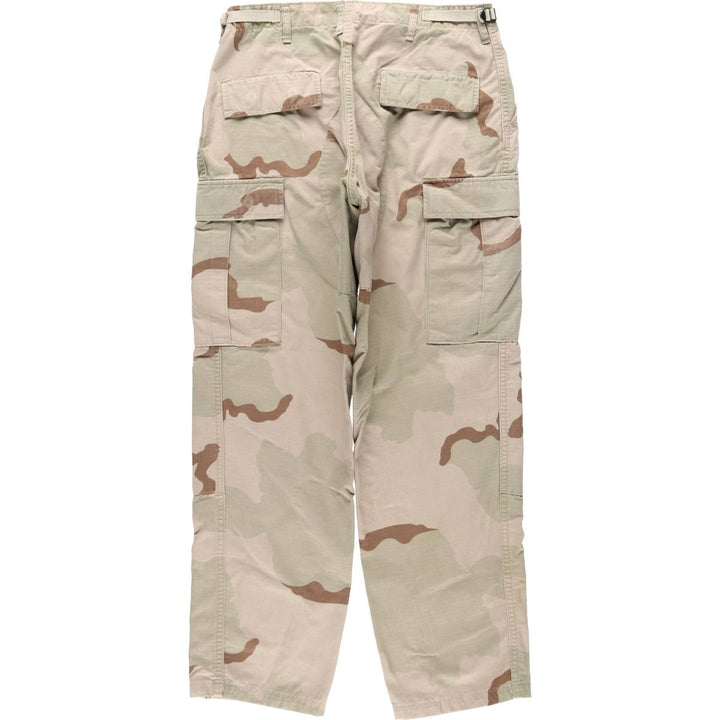 1990'S US Military Issue Camouflage Pattern 3C Desert Camo Ripstop Military Cargo Pants Combat Pants Made in USA Men's W33 cotton Beige type Vintage Second Hand