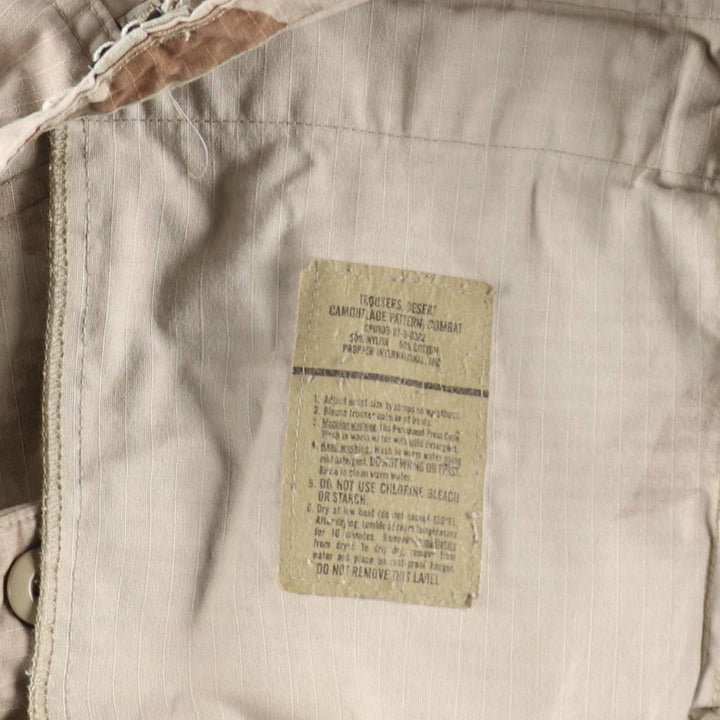 1990'S US Military Issue Camouflage Pattern 3C Desert Camo Ripstop Military Cargo Pants Combat Pants Made in USA Men's W33 cotton Beige type Vintage Second Hand