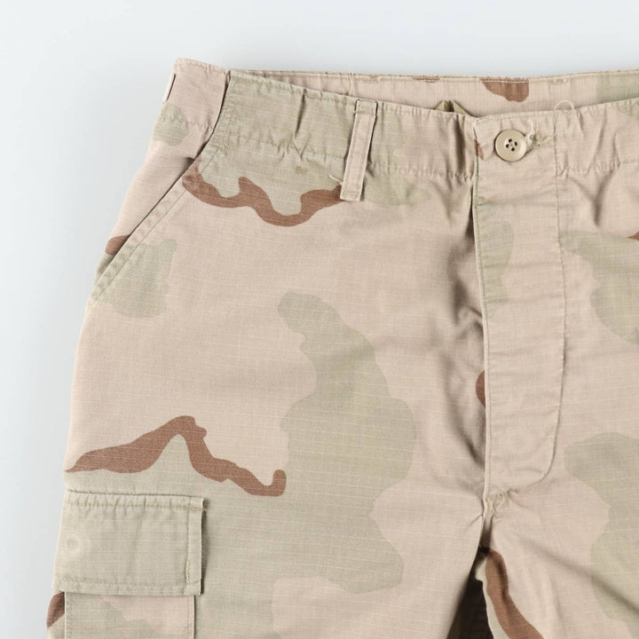 1990'S US Military Issue Camouflage Pattern 3C Desert Camo Ripstop Military Cargo Pants Combat Pants Made in USA Men's W33 cotton Beige type Vintage Second Hand