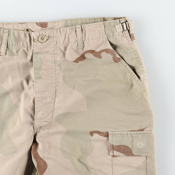 1990'S US Military Issue Camouflage Pattern 3C Desert Camo Ripstop Military Cargo Pants Combat Pants Made in USA Men's W33 cotton Beige type Vintage Second Hand