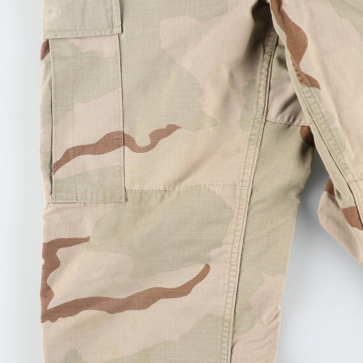 1990'S US Military Issue Camouflage Pattern 3C Desert Camo Ripstop Military Cargo Pants Combat Pants Made in USA Men's W33 cotton Beige type Vintage Second Hand