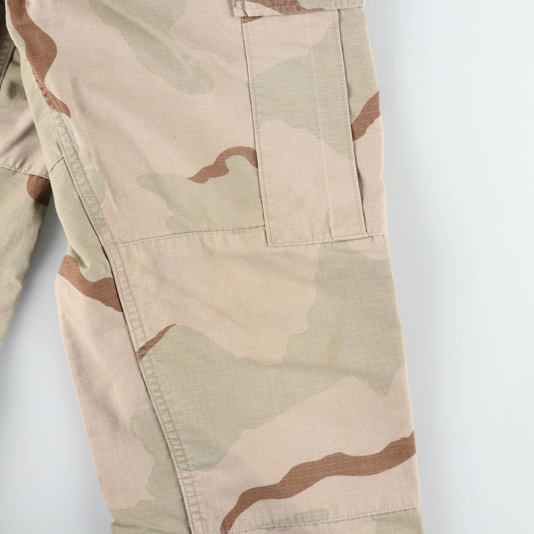 1990'S US Military Issue Camouflage Pattern 3C Desert Camo Ripstop Military Cargo Pants Combat Pants Made in USA Men's W33 cotton Beige type Vintage Second Hand