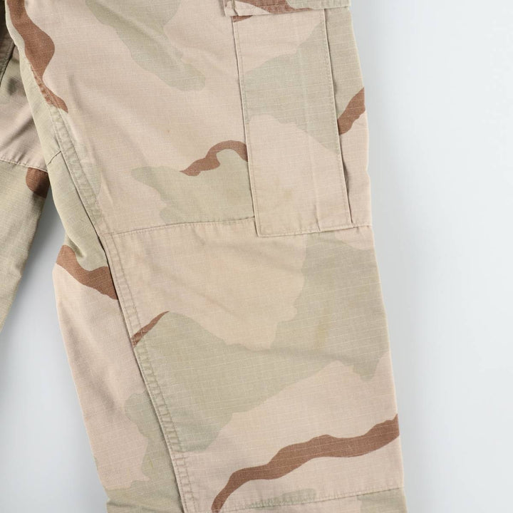 1990'S US Military Issue Camouflage Pattern 3C Desert Camo Ripstop Military Cargo Pants Combat Pants Made in USA Men's W33 cotton Beige type Vintage Second Hand