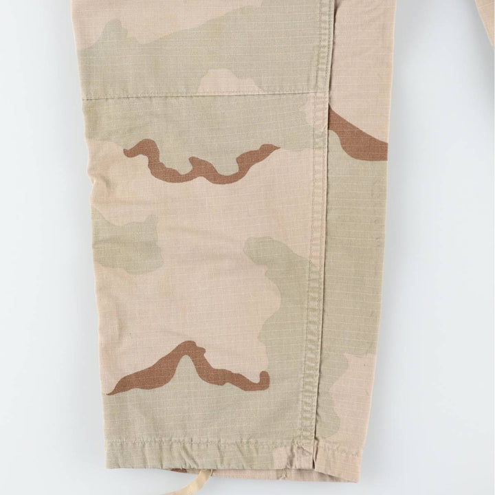 1990'S US Military Issue Camouflage Pattern 3C Desert Camo Ripstop Military Cargo Pants Combat Pants Made in USA Men's W33 cotton Beige type Vintage Second Hand