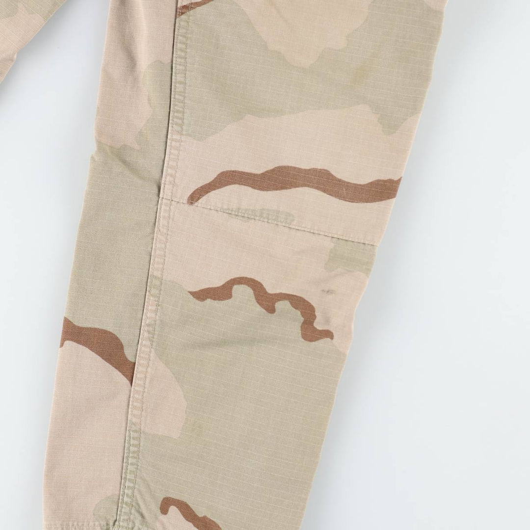 1990'S US Military Issue Camouflage Pattern 3C Desert Camo Ripstop Military Cargo Pants Combat Pants Made in USA Men's W33 cotton Beige type Vintage Second Hand