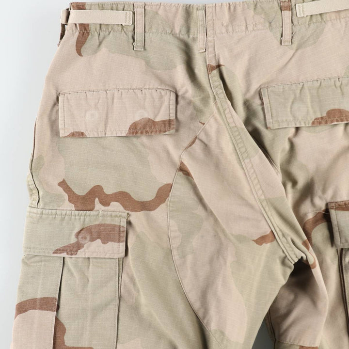 1990'S US Military Issue Camouflage Pattern 3C Desert Camo Ripstop Military Cargo Pants Combat Pants Made in USA Men's W33 cotton Beige type Vintage Second Hand