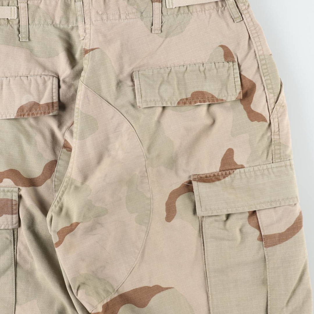 1990'S US Military Issue Camouflage Pattern 3C Desert Camo Ripstop Military Cargo Pants Combat Pants Made in USA Men's W33 cotton Beige type Vintage Second Hand