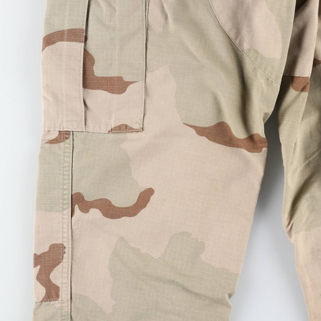 1990'S US Military Issue Camouflage Pattern 3C Desert Camo Ripstop Military Cargo Pants Combat Pants Made in USA Men's W33 cotton Beige type Vintage Second Hand