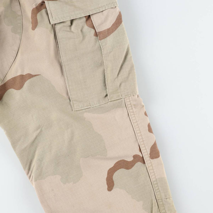 1990'S US Military Issue Camouflage Pattern 3C Desert Camo Ripstop Military Cargo Pants Combat Pants Made in USA Men's W33 cotton Beige type Vintage Second Hand