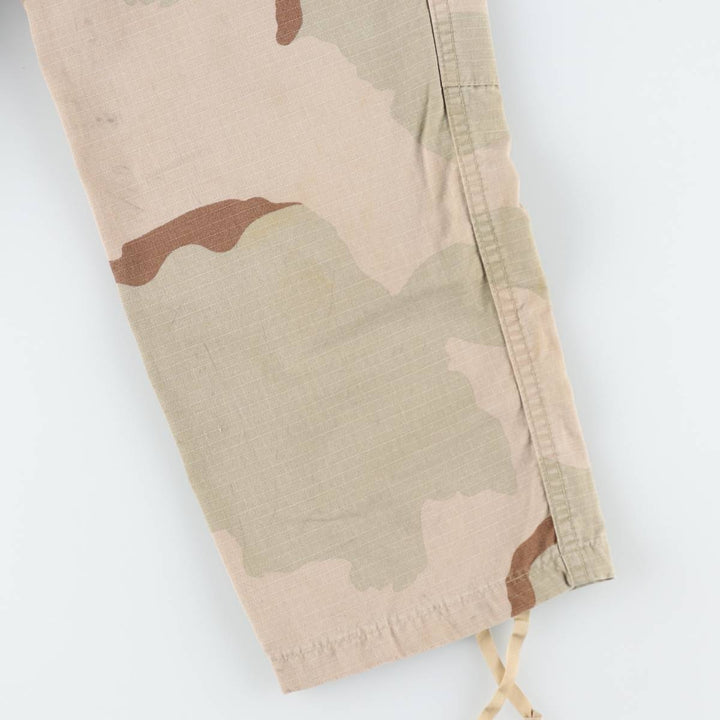 1990'S US Military Issue Camouflage Pattern 3C Desert Camo Ripstop Military Cargo Pants Combat Pants Made in USA Men's W33 cotton Beige type Vintage Second Hand